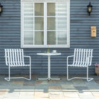 Outsunny 3-Piece Outdoor Bistro Round Patio Table and Chairs Set - White-Constructed of steel frame with electrophoresis process for durability 
