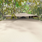 Outsunny Square Cantilever Patio Umbrella with 360° Rotation - 10' - Khaki-Offset umbrella with tilt-adjustable canopy in 6 positions for wider coverage