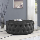 Modway Amour Upholstered Vinyl Ottoman - Black-Surround Tufted Button Display