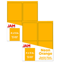 JAM Paper Mailing Address Labels, 4 x 5, Neon Orange, 2 sets of 120 (354329159g)-Neon Orange Labels