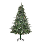 HOMCOM 6' Snow-Flocked Artificial Christmas Pine Tree with Pinecones - Green-Tall artificial Christmas tree 