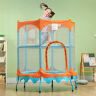 Qaba 4.6 ft Toddler Trampoline Indoor Outdoor - Blue-Shock-absorbing rubber pads on legs ensure stable setup 