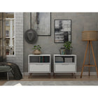 Manhattan Comfort Rockefeller 20.08" Mid-Century Modern 1-Drawer Nightstand 2-Piece Set - White-Choose Your Handle Design When the Product is at Your Home! Option for Cut-Out Edge Handle, or Flush Design Look