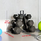 Soozier 60 lb Dumbbell Set with Rack - Rubber Coated Hex Hand Weights-Rubber coating prevents rust and protects flooring 