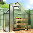 Outsunny Polycarbonate Greenhouse with Swing Door & Adjustable Window - 5.5' x 6.5'- Aluminium frame jointed by retractable buckles offers enhanced stability and easier assembly
 