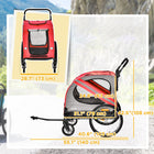 Aosom 2-in-1 Pet Bike Trailer and Stroller with Universal Wheel Reflectors and Flag - Red-Zippered mesh screen at the front, top, side & back ensures good ventilation and easy access 