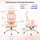 MotionGrey Mellow Ergonomic Office Chair - High Mesh Back Support with Adjustable Armrests - Pink-Adjustable Headrest + Support - This office chair features an adaptable neck support that can be height-adjusted and tilted to perfectly fit any user. The added support promotes a posture that is conducive to extended periods of sitting, making it ideal for both work and relaxation