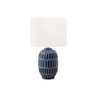 Monarch Specialties 22" H Contemporary Table Lamp - Blue Ceramic / Ivory / Cream Shade-A contemporary 22"h table lamp featuring a chic blue ceramic base and a sophisticated ivory fabric shade that effortlessly complements modern decor styles, adding a touch of elegance to any end or side table, console table, or nightstand