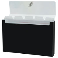 Staples Poly Index Card Box with Dividers - 4" x 6" - Black-Black, poly material