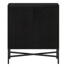 Hudson&Canal Brighton 28"W Accent Cabinet - Black Grain-Features two textured PVC swing-out doors, adjustable center shelf, and a cable management cut-out