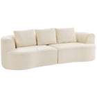HOMCOM 102" Chenille Upholstered 3 Seater Boneless Sofa Couch - Cream White-Spacious 79.9" seat width offers ample room for families  