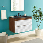 Modway Render 30" Wall-Mount Bathroom Vanity - White/Walnut/Black-Walnut Grain Vanity