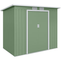 Outsunny 7' x 4' Lean to Garden Shed with Foundation Kit - Green-Steel structure makes this a tough piece, suitable for outdoor use all-year round
