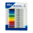 Hilroy Permanent Markers - Low Odour Ink - Fine Point - Assorted Colours - 12 Set-Black