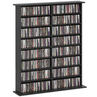 HOMCOM 8-Tier CD Shelf with 16 Compartments - Black-Features adjustable shelves for up to 396 DVDs or Blu-rays