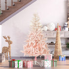 HOMCOM 5' Artificial Christmas Tree - Pink-Realistic PVC branches give a full and lush look to the tree 