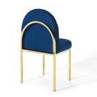 Modway Isla Performance Velvet Dining Side Chair - Gold/Navy - 2 Pack-Non-Marking Foot Caps