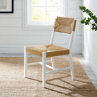 Modway Bodie Wood Dining Chair - White/Natural-Includes Non-Marking Foot Glides