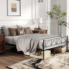 HOMCOM Full Size Metal Platform Bed Frame with Headboard - Black-Fit standard full mattresses 53.9" x 74.8" (137 x 190cm), including memory foam, latex, hybrid and spring types