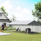PawHut Outdoor Dog Kennel with Roof and Steel Fence - 19.7' x 9.8' x 7.1'-Galvanized steel and stable latch for safety 