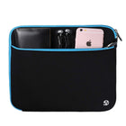 Vangoddy Neoprene 12" Laptop Protective Sleeve Case with Extra Pocket - Black/Blue-Padded Interior. Offers cushioning to shield your device from bumps and scratches.