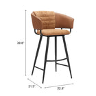 Zuo Juno Barstool - Brown - Set of 2-6