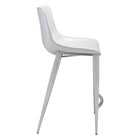 Zuo Magnus Counter Stool - White/Silver - Set of 2-Dimensions: 21.7" L x 20.7" W x 39.8" H