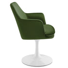 Modway Lippa Swivel Dining Performance Velvet Armchair - White Moss Green-Plastic Rubber Ring for Floor Protection
