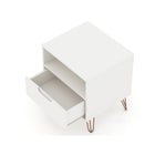 Manhattan Comfort Rockefeller 20.08" Mid-Century Modern 1-Drawer Nightstand - White-Fashionable Wire Splayed Legs Made of Metal for Extra Durability