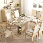 HOMCOM 43.3"-51.2" Extendable Dining Table with Open Storage Shelves for 4-6 - Natural Wood-Central pedestal includes six shelves for organised storage 