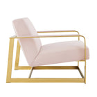 Modway Seg Performance Velvet Accent Chair - Gold Pink-Stainless Steel Frame