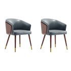 Manhattan Comfort Reeva 23.23" Modern Leatherette Upholstered Dining Chair - Walnut and Graphite Grey  - Set of 2-Modern Dining Chair for Dining Room and Task Use. Set of 2