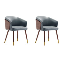 Manhattan Comfort Reeva 23.23" Modern Leatherette Upholstered Dining Chair - Walnut and Graphite Grey  - Set of 2-Modern Dining Chair for Dining Room and Task Use. Set of 2