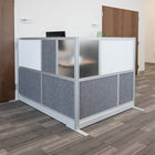 Luxor Modular Wall Extension with Whiteboard - 70" W x 48" H - Segmented Grey Frame, Frosted Acrylic, Cool Grey PET-Integrates with the Room Divider System for scalable layouts
