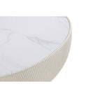 Manhattan Comfort Anderson 28.15" Modern Leatherette Upholstered Coffee Table - Cream-Features Modern Round Gold Base
