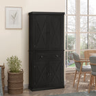HOMCOM 72.5" H Freestanding Kitchen Buffet Cabinet with 4 Doors - Black-Use the anti-tipping design on the back to secure the item to the wall for extra safety 