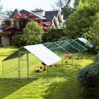 PawHut Galvanized Large Walk-in Chicken Coop Enclosure with Cover - 39.4' x 9.8' x 6.4'-Included cover provides shade during sunny days 