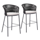 Zuo Freycinet Barstool - Black - Set of 2-Outdoor fabric (100% Polyester)