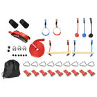 Outsunny Kids Ninja Slackline 30-Piece Set with 10m Rope-Set of 30 pieces, including rungs, gym rings, ropes, and more 