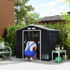 Outsunny Garden Storage Shed with Foundation Kit and Double Doors Dark - 7' x 4' - Grey-Heavy duty construction with reinforced ridged walls and a foundation kit 