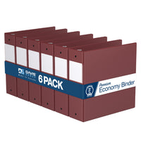 Davis Group Premium Economy Binder - Round Ring - 3" - Burgundy - 6 Pack-3 Ring Binder