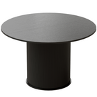 HOMCOM 47" Round Dining Table with Fluted Pedestal Base for 4-6 - Black Wood Grain-Features a unique fluted cylindrical base, creating a modern visual focal point