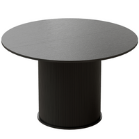 HOMCOM 47" Round Dining Table with Fluted Pedestal Base for 4-6 - Black Wood Grain-Features a unique fluted cylindrical base, creating a modern visual focal point