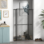 PawHut 59" Extra Tall Cat Gate, 30"-41" Pet Gate - Black-Includes two densification rods for adjustable gap fitting