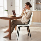 HOMCOM Dining Chairs with Metal Legs - Cream White - Set of 4-Assembly required