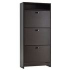 HOMCOM Narrow Shoe Storage Cabinet with 3 Flip Doors & Open Shelf - Coffee-Modern shoe cabinet matches the home furniture of most styles