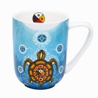 Oscardo Medicine Turtle by James Jacko Porcelain Mug - 485ml-Indigenous Art Design - Medicine Turtle by James Jacko, Odawa-Pottawatomi artist, First Nations artwork celebrating cultural heritage and tradition