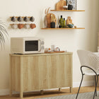 HOMCOM 47.2" L Fluted Sideboard Buffet Cabinet with Storage - Natural Wood-Push-to-open doors ensure sleek look and enhance convenience
