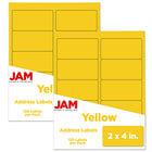 JAM Paper Mailing Address Labels - 2 x 4 - Yellow - 2 sets of 120-6-2/5 ounce