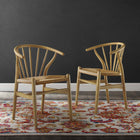 Modway Flourish Spindle Wood Dining Side Chair - Natural - 2 Pack-Solid Hardwood Frame